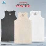 Premium Rib Cotton Tank Top – 3 Pcs Combo (Black, White & Biscuit)