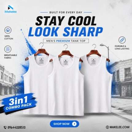 Premium Rib Cotton TankTop (3 pcs White Combo)