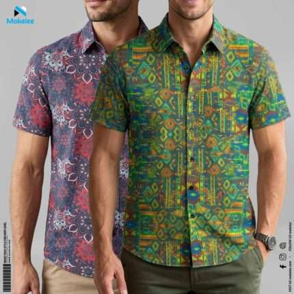 Mens Premium Microfiber Shirt 2 Pcs – Green & Navy_Maroon