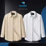 Premium Formal Shirt - 2 Pcs - (Biscuit & White)