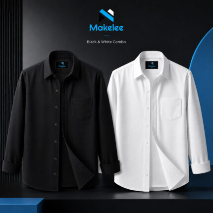 Premium Formal Shirt - 2 Pcs - (Black & White)