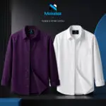 Premium Formal Shirt - 2 Pcs - (Dark Purple & White)