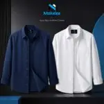 Premium Formal Shirt - 2 Pcs - (Navy Blue & White)
