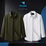 Premium Formal Shirt - 2 Pcs - (Olive & White)