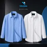 Premium Formal Shirt - 2 Pcs - (Sky Blue & White)