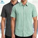 Premium 2-Piece Microfiber Shirt Combo - Black Stripe & Past-White Stripe