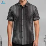 Premium 2-Piece Microfiber Shirt Combo - Black Stripe & Navy Blue Stripe - Image 2