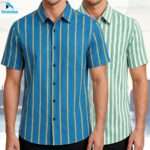 Premium 2-Piece Microfiber Shirt Combo - Royel Blue Stripe & Pest-White Stripe