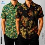 Premium 2-Piece Microfiber Shirt Combo - Forest Green & Black Floral