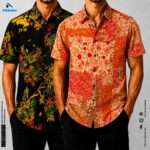 Premium 2-Piece Microfiber Shirt Combo - Orange Ethnic & Black Floral