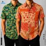 Premium 2-Piece Microfiber Shirt Combo - Orange Ethnic & Forest Green