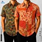 Premium 2-Piece Microfiber Shirt Combo - Orange Ethnic & Multicolor
