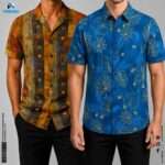 Premium 2-Piece Microfiber Shirt Combo - Cuvan Multi & Petrol Blue
