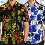 Premium 2-Piece Microfiber Shirt Combo - Black Floral & White-Blue Floral