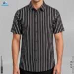 Premium Casual Microfiber Shirt - Black Stripe