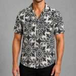 Premium Casual Microfiber Shirt - Cuban Black-White
