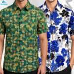 Premium 2-Piece Microfiber Shirt Combo - Forest Green & White-Blue Floral
