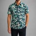 Premium Casual Microfiber Shirt - Olive Floral