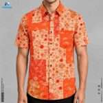 Premium Casual Microfiber Shirt - Orange Ethnic