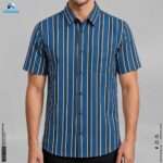 Premium Casual Microfiber Shirt - Navy Blue Stripe