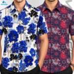 Premium 2-Piece Microfiber Shirt Combo - White-Blue Floral & Navy-Maroon
