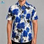 Premium Casual Microfiber Shirt - White Blue Floral
